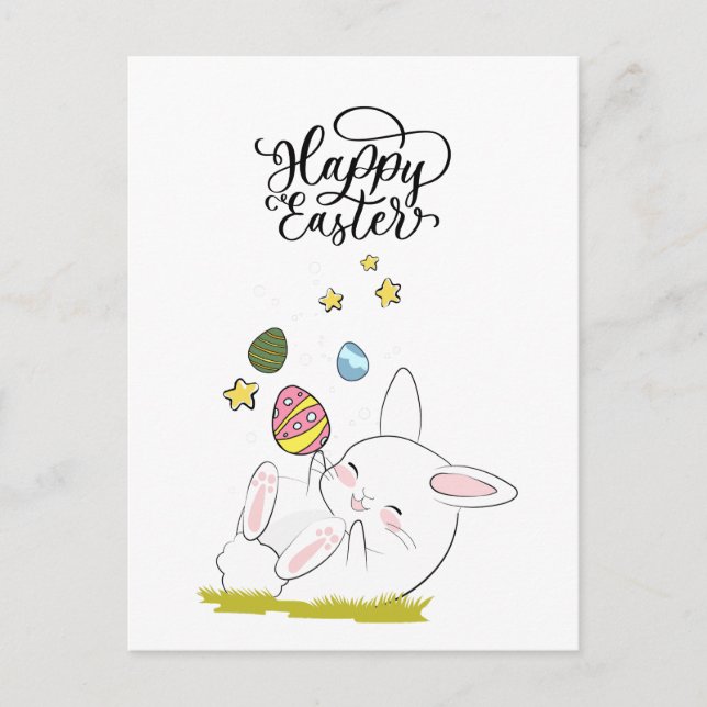 Osterbrunch & Eierjagd | Niedliche Ostern-Eier Einladungspostkarte (Vorderseite)