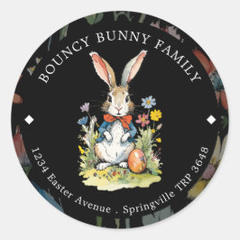 Osterbrunch & Eierjagd | Wildblume Bunny Classi Runder Aufkleber