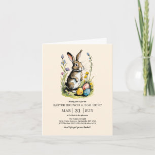 Osterbrunch & Eierjagd Wildblume Bunny Einladung