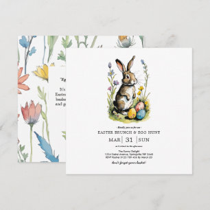 Osterbrunch & Eierjagd Wildblume Bunny Einladung