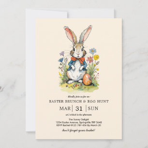 Osterbrunch & Eierjagd Wildblume Bunny Einladung