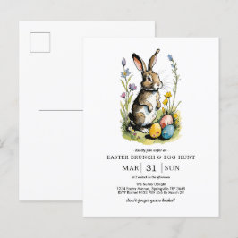 Osterbrunch & Eierjagd | Wildblume Bunny Einladungspostkarte