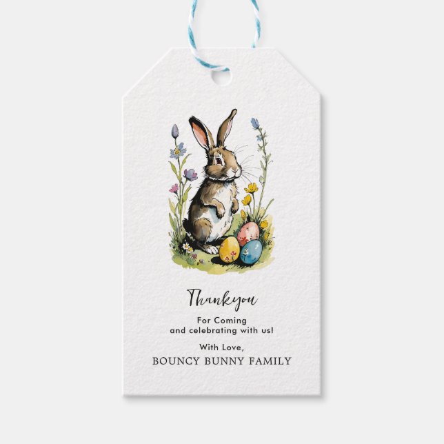 Osterbrunch & Eierjagd | Wildblume Bunny Geschenkanhänger (Vorderseite)