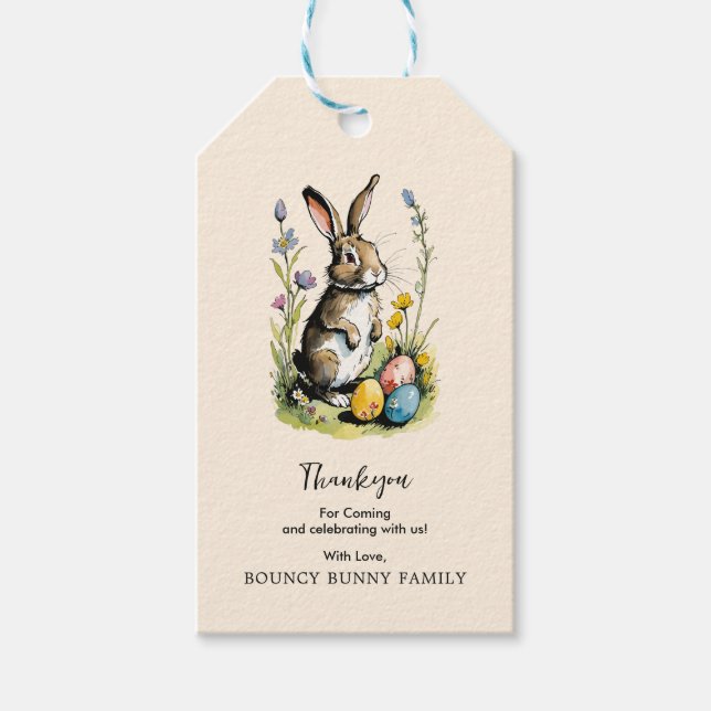 Osterbrunch & Eierjagd | Wildblume Bunny Geschenkanhänger (Vorderseite)