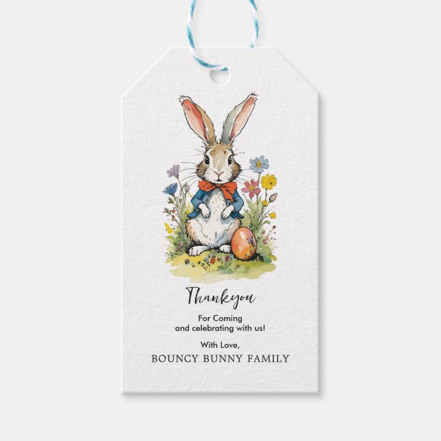Osterbrunch & Eierjagd | Wildblume Bunny Geschenkanhänger (Vorderseite)