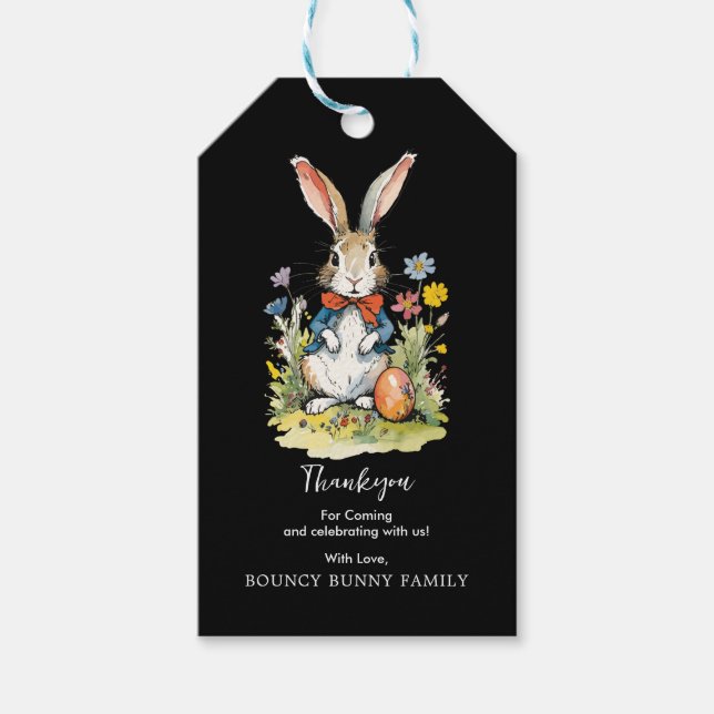 Osterbrunch & Eierjagd | Wildblume Bunny Geschenkanhänger (Vorderseite)