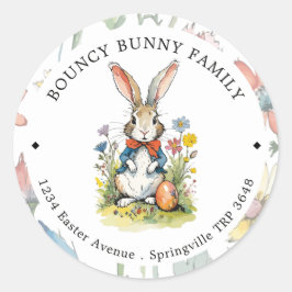 Osterbrunch & Eierjagd | Wildblume Bunny Runder Aufkleber