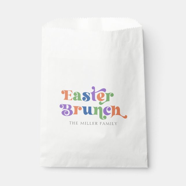 Osterbrunch - farbenfrohe Retro-Typografie Geschenktütchen (Vorderseite)