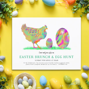 Osterbrunch Ostereiersuche Aquarell Küken Budget Einladungspostkarte