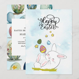 Osterbrunch & Ostereiersuche Süße Osterhasen-Ost Einladung