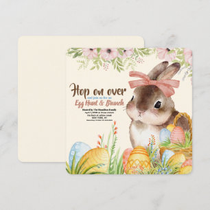 Osterbrunch & Ostereiersuche Wasserfarben-Hase mit Einladung