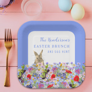 Osterbrunch und Eierjagd Bunny Spring Floral Pappteller