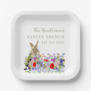 Osterbrunch und Eierjagd Niedliche Bunny Bloral Pappteller
