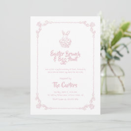 Osterbrunch und Ostereiersuche Soft Pink Hase Einladung