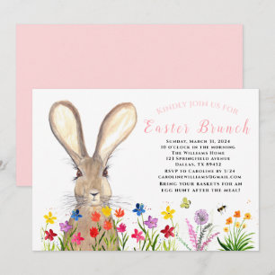 Osterbrunch Wasserfarbe Kanincheneier Geflorale Einladung