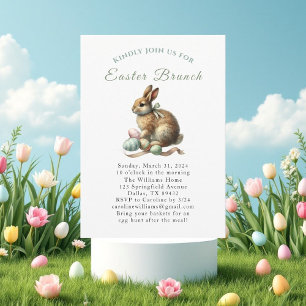 Osterbrunch-Wasserfarben-Hase-Eier-Blumen Einladung