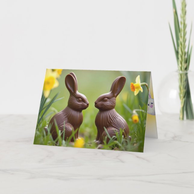 Osterbrunnens mit Daffodien Karte (Vorderseite)