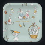 Osterbrunnens Muster Ei und Karotten Jagd Custom Pappteller<br><div class="desc">Osterbrunnens Muster Ei und Karotten Jagd nach Tellern für kundenspezifisches Papier</div>