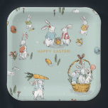 Osterbrunnens Muster Ei und Karotten Jagd Custom Pappteller<br><div class="desc">Osterbrunnens Muster Ei und Karotten Jagd nach Tellern für kundenspezifisches Papier</div>