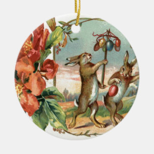 Osterbsonnige Blume Ei Rot Keramikornament