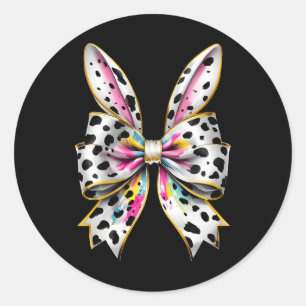 Osterbsonnige Rabbit Coquette Bow Happy OsterGirl Runder Aufkleber