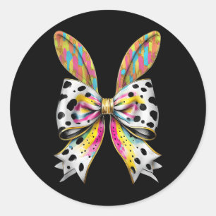 Osterbsonnige Rabbit Coquette Bow Happy OsterGirl Runder Aufkleber