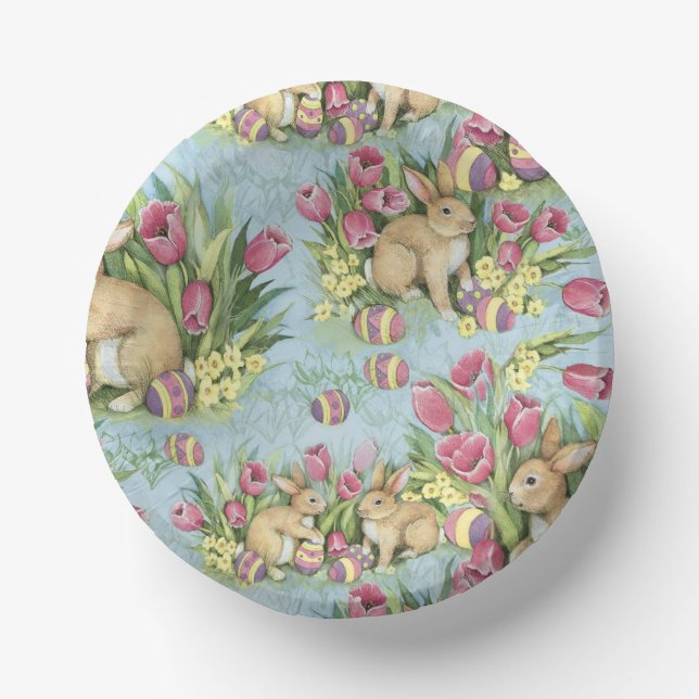 Osterbünen im Garten w Tulpen Pappteller (Vorderseite)