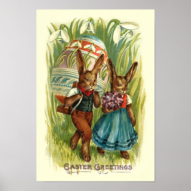 Osterbünen in Vintagen Ostern von Gras Poster (Vorne)