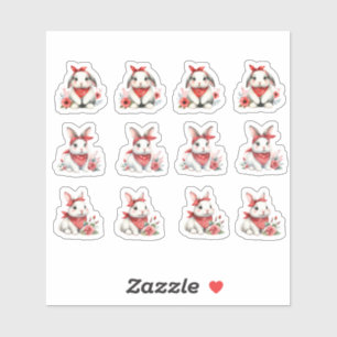 OsterBunnies mit roten Bandanas Aufkleber