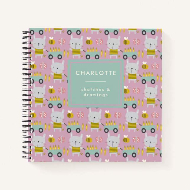 OsterBunnies Süße Tier Personalisiert Sketchbook Notizbuch (Vorderseite)