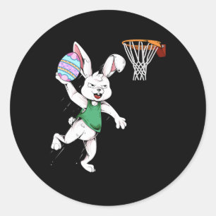 Osterbunny Kids Boys Männer Rabbit Dunking Basketb Runder Aufkleber
