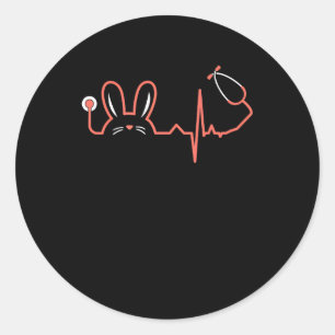 Osterbunny Stethoscope Nurse Doktor Rabbit Scrub Runder Aufkleber
