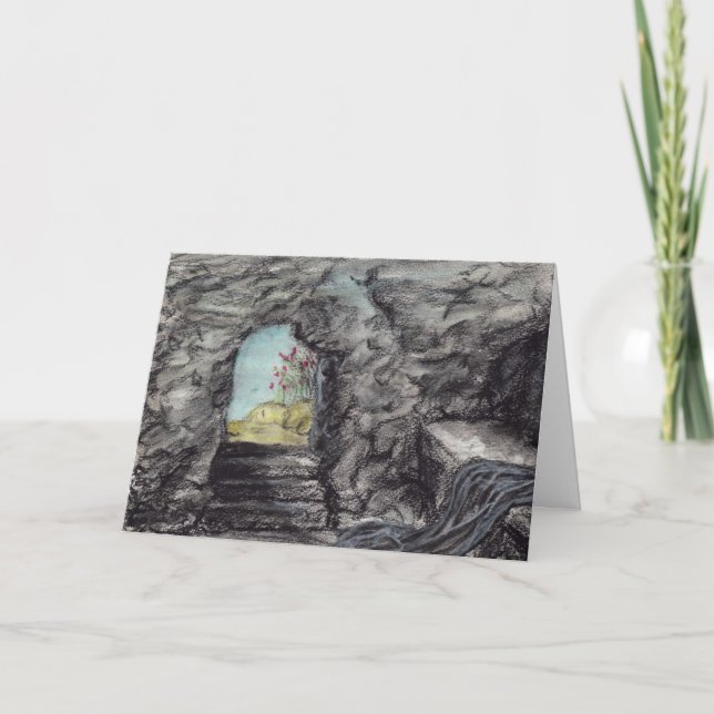 OsterChristliche Auferstehung Leere Grabmalerei Karte (Vorderseite)