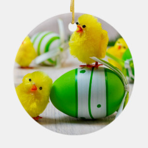 Osterdekoration - Ostereier und Küken Keramik Ornament
