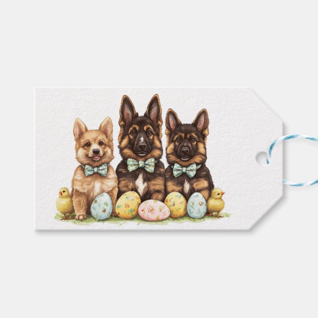 Osterdeutsche Schäferhunde Geschenkanhänger (Vorderseite (Horizontal))