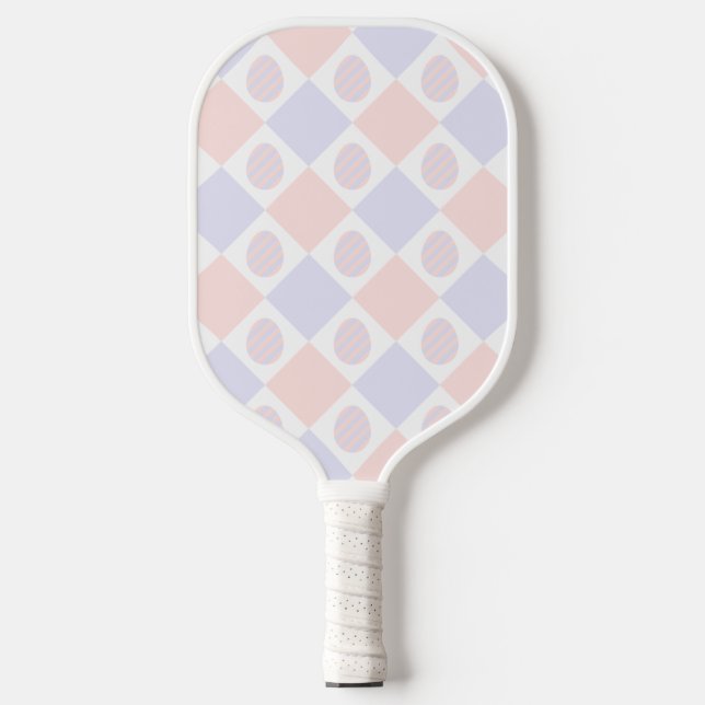 Osterdiamantmuster mit dekorierten Eiern Pickleball Schläger (Vorderseite)