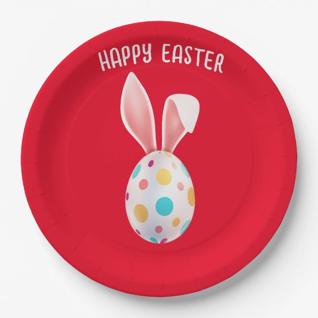 "OSTERE" SPEZKELTE EIER- UND BUNNY-OHREPAPIER-TELL PAPPTELLER (Vorderseite)