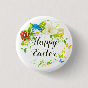 Osterei-Frühlings-Blumenund SchmetterlingeWreath Button