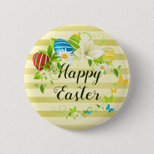 Osterei-Frühlings-Blumenund SchmetterlingeWreath Button