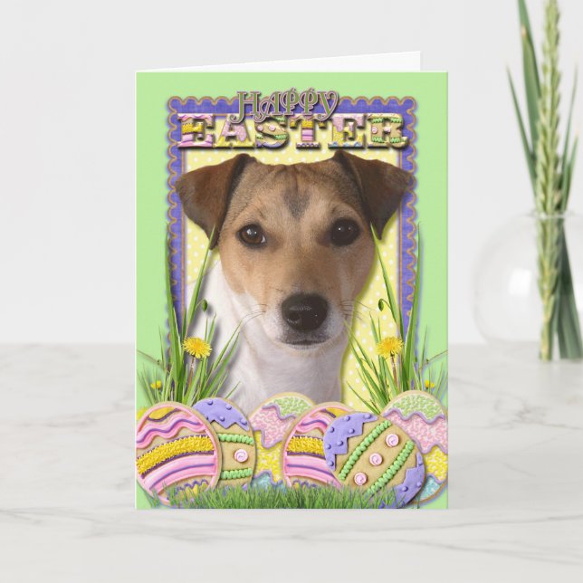 Osterei-Plätzchen - Jack Russell Feiertagskarte (Vorderseite)