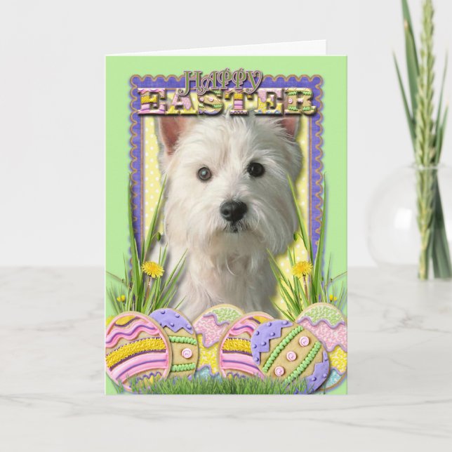 Osterei-Plätzchen - Westhochland Terrier Feiertagskarte (Vorderseite)
