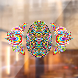 Osterei-Psychedelic-Design-Kinder-Bio-T-Shirt Fensteraufkleber