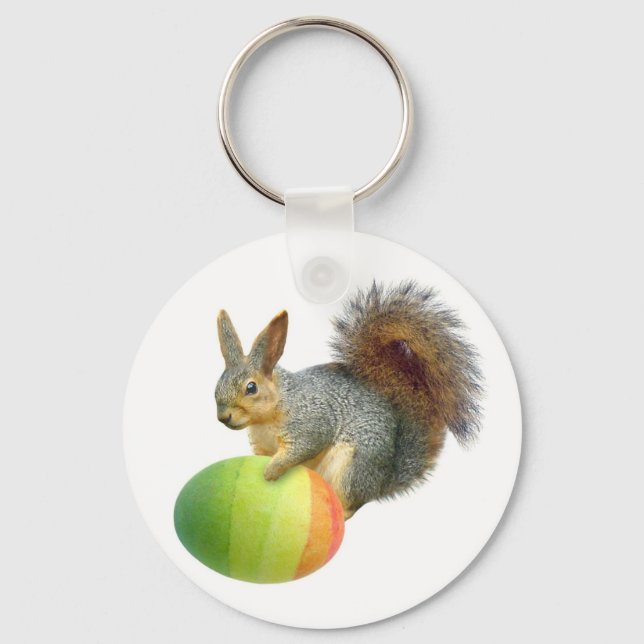 Ostereichhörnchen mit Regenbogeneier Schlüsselanhä Schlüsselanhänger (Vorderseite)