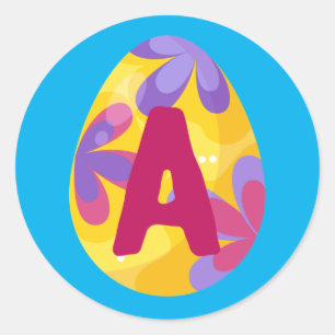 Ostereier Alphabet Letter A Name Initial Team Runder Aufkleber