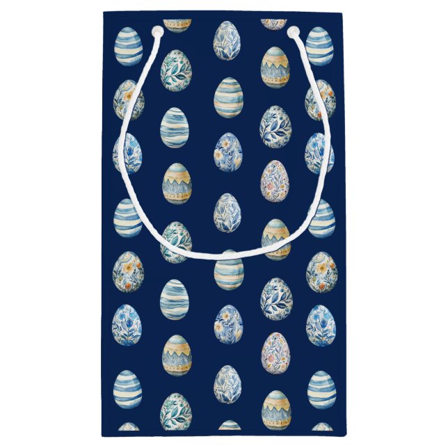 Ostereier auf blau kleine geschenktüte (Rückseite)