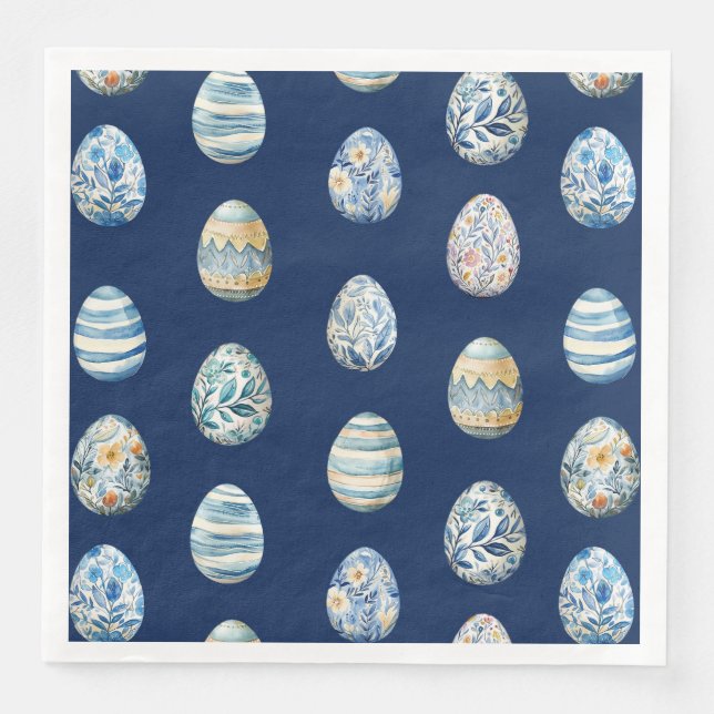 Ostereier auf blauem Papier Napkin Serviette (Vorderseite)