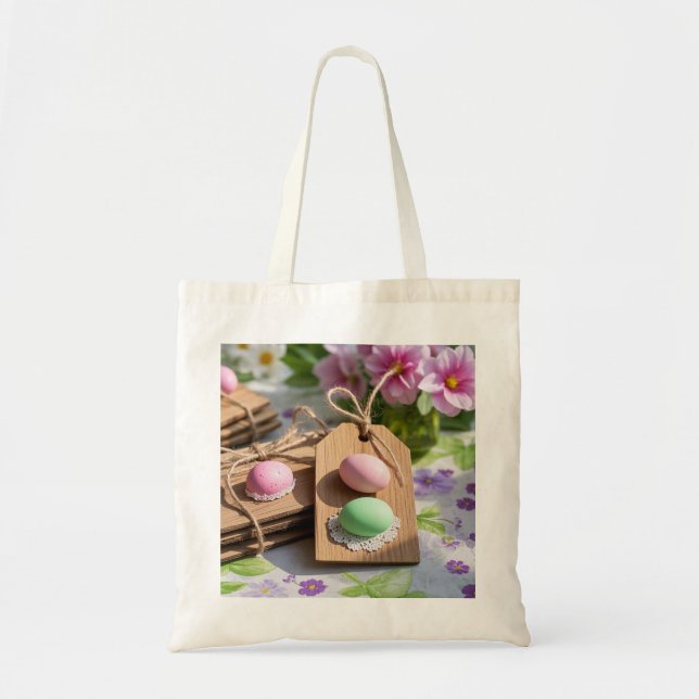 Ostereier auf Gartentisch Tragetasche (Vorne)