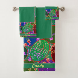 Ostereier auf grünen Flächen Badhandtuch Set