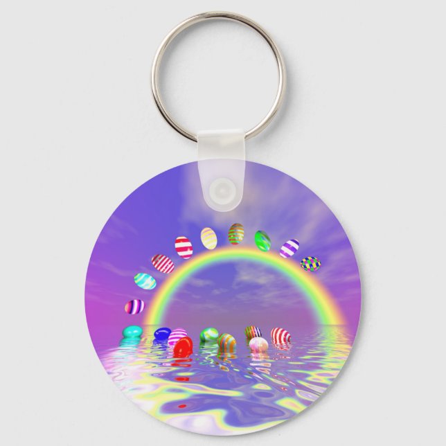 Ostereier auf Regenbogen fahren Schlüsselanhänger (Vorderseite)