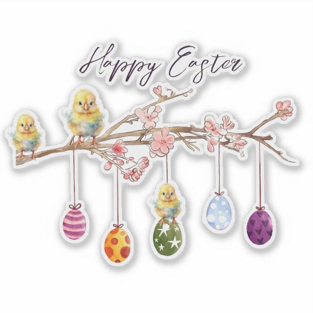 Ostereier Baby Chicks Happy Oaster Aufkleber (Vorderseite)